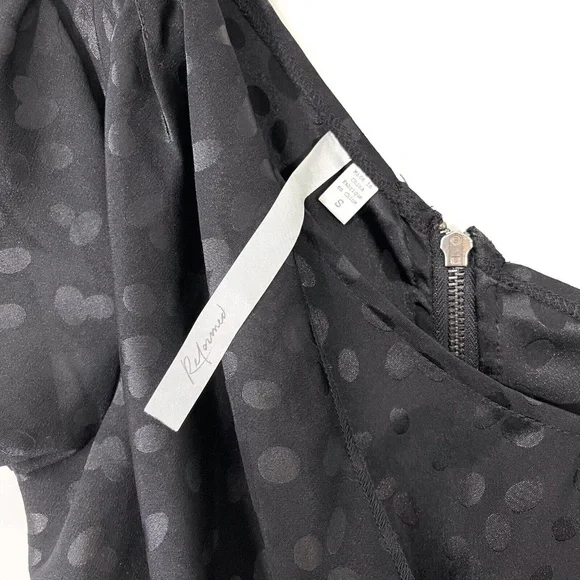 Reformed Women’s Small Black Polka Dot Print One Shoulder Dress Urban Outfitters - Picture 4 of 8
